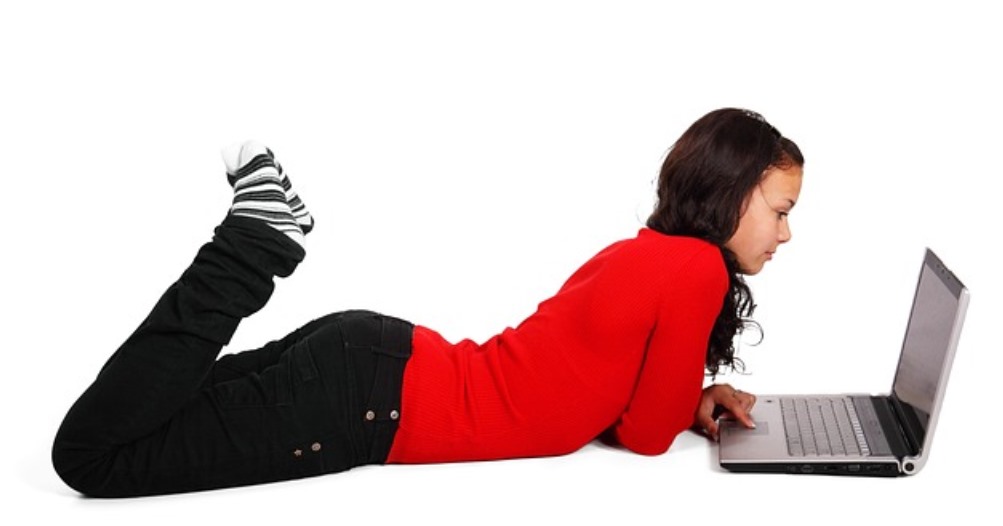 Woman working from her laptop
